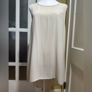Eileen Fisher 100% Silk Sleeveless Cream Tunic Blouse with Linen Sweater